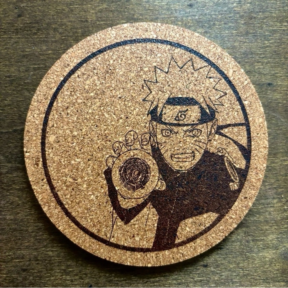 Naruto Rasengan Laser Engraved Cork Coaster
